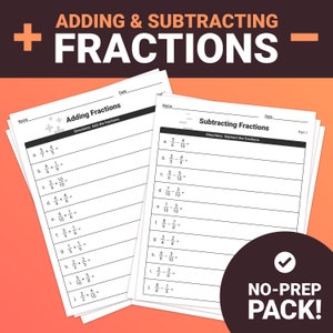 Adding & Subtracting Fractions Worksheets | Fraction Assessments — 4th, 5th, 6th Grade Math Activity (Printable PDF)