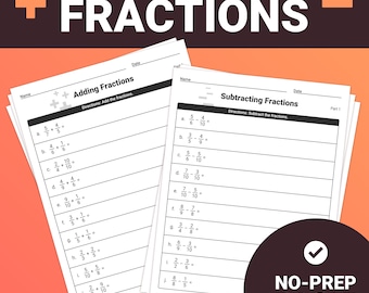 Adding & Subtracting Fractions Worksheets | Fraction Assessments — 4th, 5th, 6th Grade Math Activity (Printable PDF)