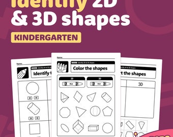 Identify 2d & 3d Shapes Worksheets | Kindergarten Geometry Activities and Centers – Common Core K.G.A.3 (Printable PDF)