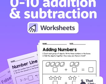 No Prep Kindergarten Addition & Subtraction Worksheets (up to 10) | Common Core Add and Subtract Activities (Printable PDF)