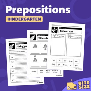 Prepositions Worksheets | Kindergarten ELA Positional Words Activities and Centers for Common Core Standard L.K.1e (Printable PDF)