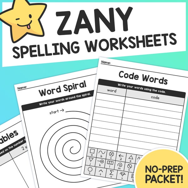 Zany Spelling Worksheets | Kinder, 1st, 2nd, 3rd Grade – English Literacy Practice, ELA & ESL Spelling Activities (Printable PDF)