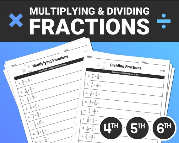 multiplying dividing fractions worksheets 4th 5th 6th etsy finland
