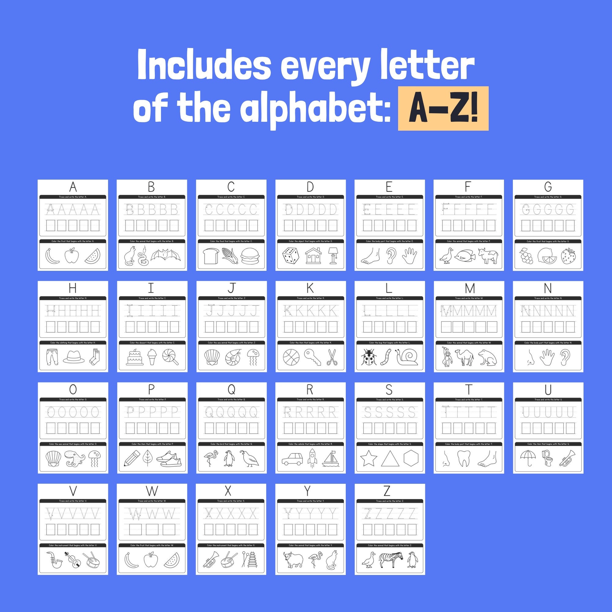Handwriting Capital Letters Worksheets Kindergarten ELA &amp; ESL Alphabet ...