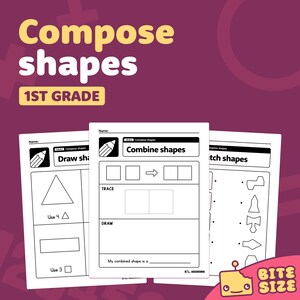 Compose Shapes Worksheets | 1st Grade Geometry, Composite 2d & 3d Shapes Math Centers for Common Core Standard 1.G.A.2 (Printable PDF)