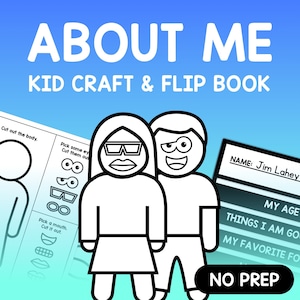 All About Me Kid Craft | 1st 2nd Grade No Prep About Me Icebreaker, Back to School Craft Activity (Printable PDF)