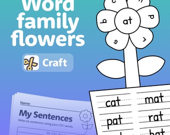 CVC Word Family Craft | Kindergarten CVC Words Activity, Kindergarten English Craft, Phonics Literacy Center (Printable PDF)