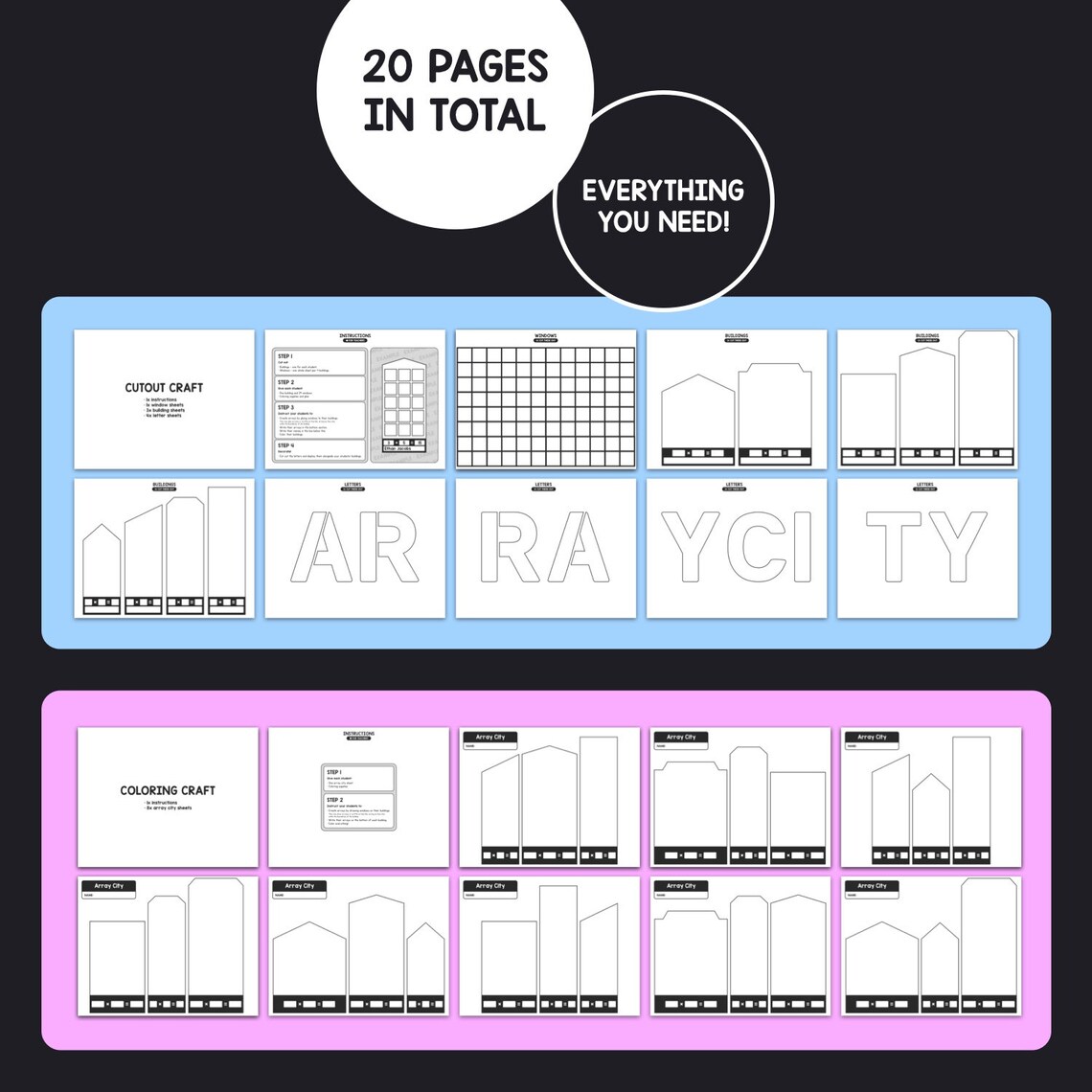 Array City Math Craft 2nd, 3rd, 4th Grade Multiplication Arrays ...