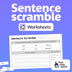 No Prep Building Sentences Worksheets | ESL, Kindergarten, 1st, & 2nd Grade Writing Sentences Activity (Printable PDF)