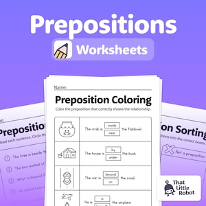Beginner Prepositions Practice | 1st & 2nd Grade Preposition Worksheets, 1st Grade Writing Activities (Printable PDF)