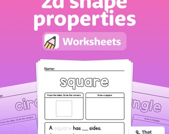 Properties of 2D Shapes Worksheets | Kindergarten 2D Shapes, 1st Grade 2D Shapes, 2D Shape Attribute Activities (Printable PDF)