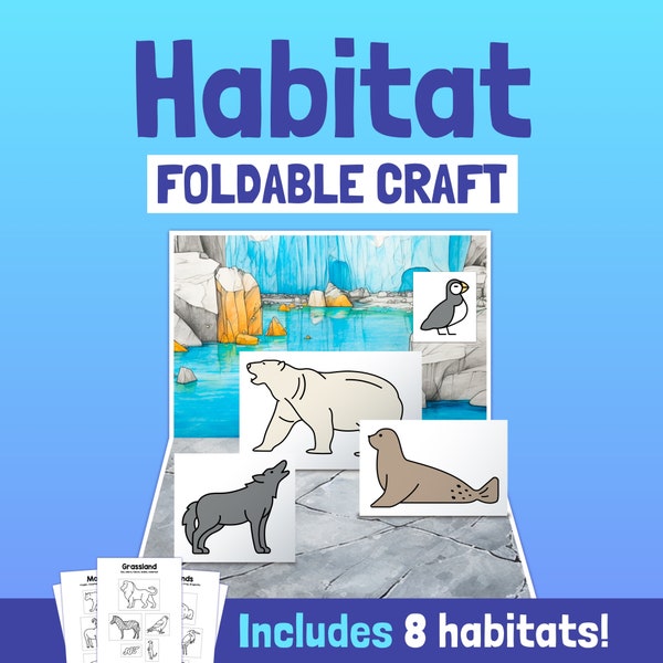 Animal Habitats Craft | 2nd, 3rd, 4th Grade Biomes & Habitat Science Diorama, Ecosystems Science Project (Printable PDF)