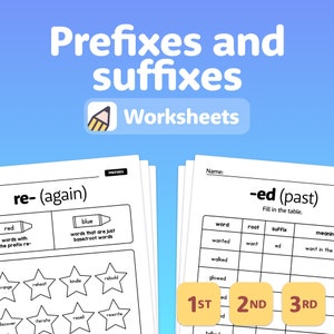 2nd & 3rd Grade Prefixes and Suffixes Worksheets | Grammar Worksheets, Root Words and Vocabulary Activities (Printable PDF)