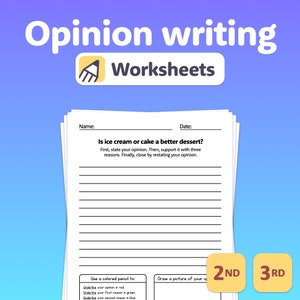 No Prep Opinion Writing Prompts | 2nd Grade Opinion Writing Activity, 3rd Grade Opinion Writing Worksheets (Printable PDF)