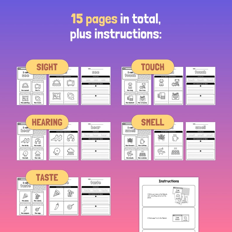 5 Senses Flip Book Craft | Five Senses Worksheets, Kindergarten Science ...