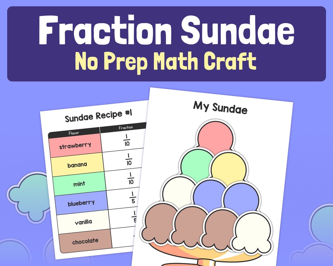 No Prep Fractions Activity Sundae Fraction Craft 3rd Grade - Etsy