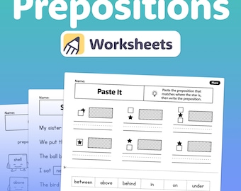 Werkbladen met voorzetsels | Grammatica-activiteiten 1e, 2e en 3e graad | Plaats, tijd, beweging | Delen van spraakcentra | Afdrukbare pdf