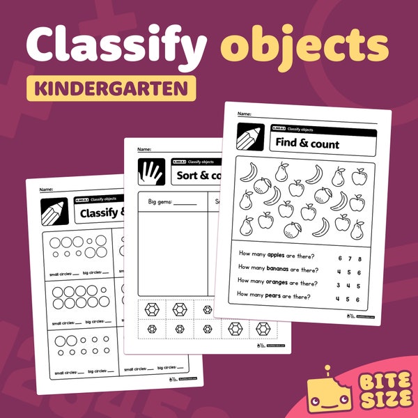 Classify Objects Worksheets | Kindergarten Math Centers, Sorting Shapes & Categories Review, Teaching Activities, K.MD.B.3 (Printable PDF)