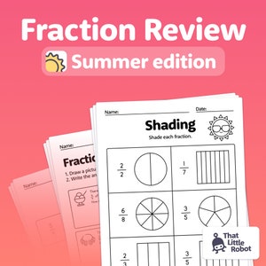 3rd Grade Fractions Review | Summer Fraction Worksheets, 3rd Grade Summer Math Practice (Printable PDF)