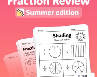 3rd Grade Fractions Review | Summer Fraction Worksheets, 3rd Grade Summer Math Practice (Printable PDF)