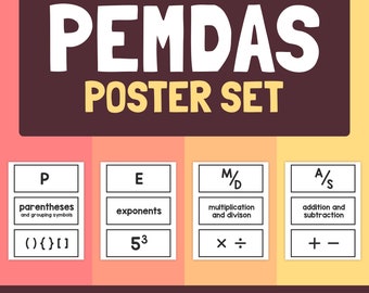 PEMDAS Posters | 3rd & 4th grade Order of Operations Posters, PEMDAS Charts for Bulletin Boards, Common Core Math Decor (Printable PDF)