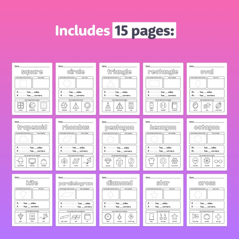 Properties of 2D Shapes Worksheets | Kindergarten 2D Shapes, 1st Grade ...