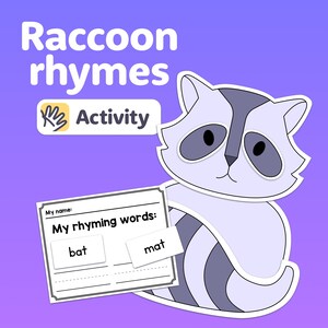 Raccoon Rhymes Activity | Kindergarten, 1st Grade Rhyming Words Literacy Center (Printable PDF)