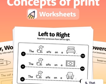 Concepts of Print Worksheets | Kindergarten Pre-Reading Activities, 1st Grade & Pre-k Prereading Worksheets (Printable PDF)