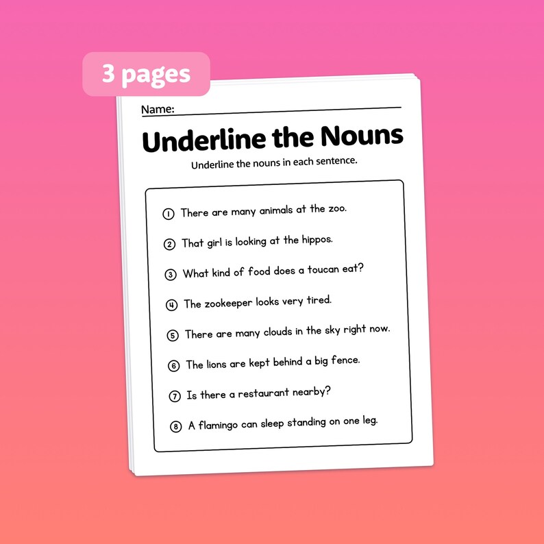 Common Nouns Worksheets Person, Place, Thing 1st Grade Noun Activities, 2nd Grade Noun