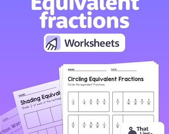 No Prep Equivalent Fractions Worksheets | Fraction Activities — 3rd, 4th, 5th Grade Math, Equivalent Fractions Center (Printable PDF)