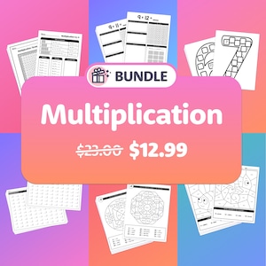 Multiplication Bundle | 2nd, 3rd, 4th Grade Multiplication Worksheets, Drills, Activities, NO Prep Multiplication Centers (Printable PDF)