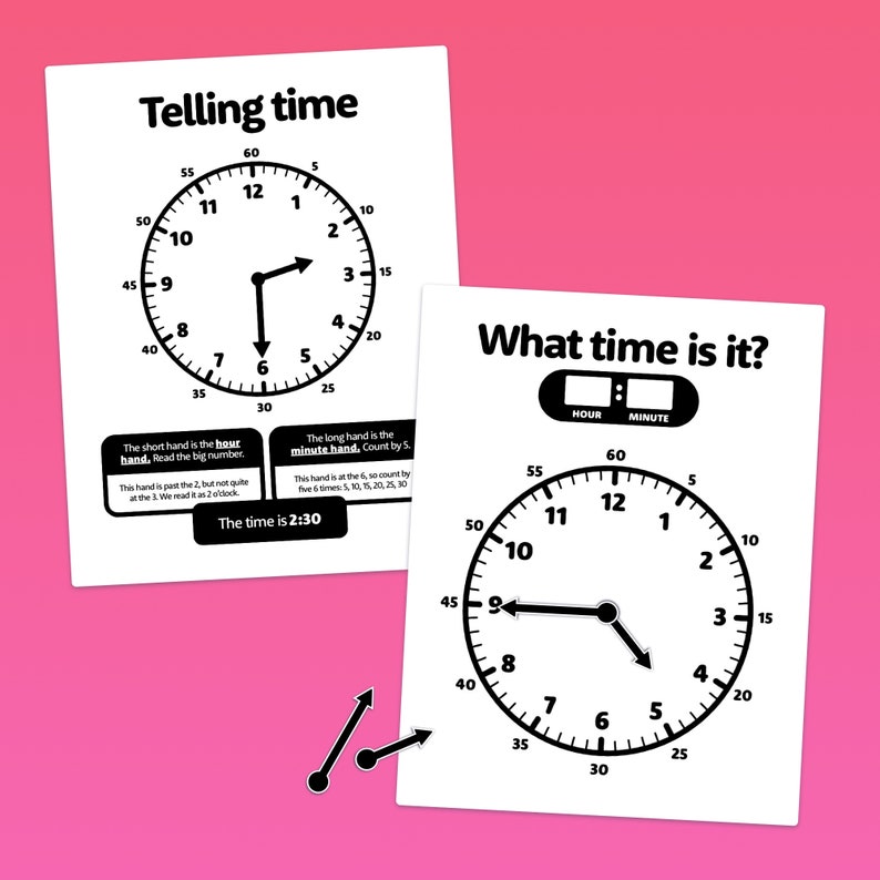 No Prep Analog Clocks Anchor Chart & Activity Mat 2nd Grade and 1st