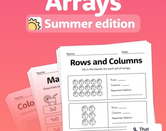Summer Arrays Worksheets | 2nd Grade Summer Math, 3rd Grade Multiplication Arrays, Repeated Addition Activities (Printable PDF)