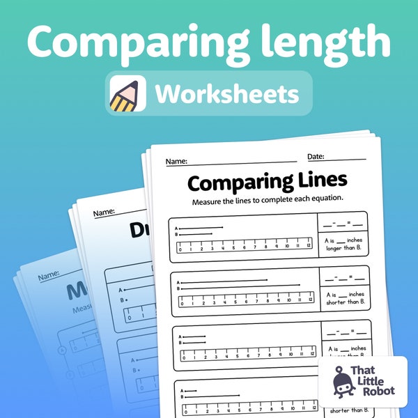 2nd Grade Comparing Length Worksheets | No Prep 2nd Grade Measurement Practice, 1st & 2nd Grade Math Worksheets (Printable PDF)