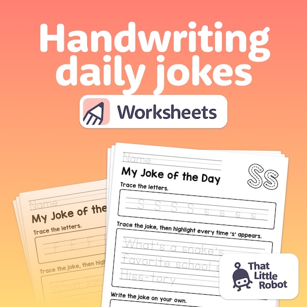 No Prep Daily Handwriting Worksheets | Kindergarten, 1st, 2nd Grade & ESL Handwriting Morning Work, Alphabet Jokes (Printable PDF)