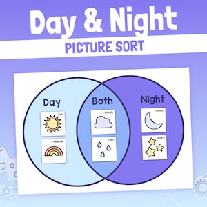 Day and Night Activity | Sorting Day & Night Sky Worksheet, Kindergarten Science (Printable PDF)