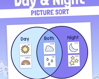 Tag und Nacht Aktivität | Sortieren Tag & Nachthimmel Arbeitsblatt, Kindergarten Science (druckbare PDF)
