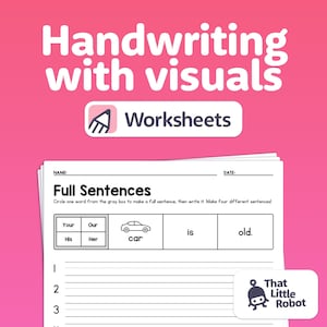 Phrases d&#39;écriture manuscrite sans préparation avec éléments visuels | Fiches d&#39;exercices pour la maternelle, la 1re, la 2e année et l&#39;ALS (PDF imprimable)