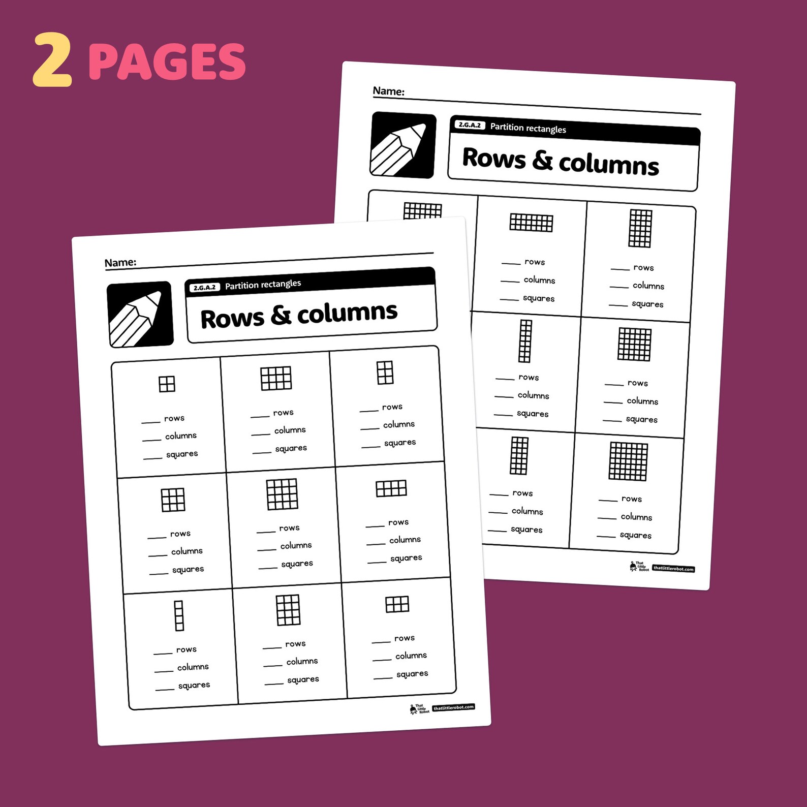 Partition Rectangles Worksheets | 2nd Grade Math Centers and Geometry ...