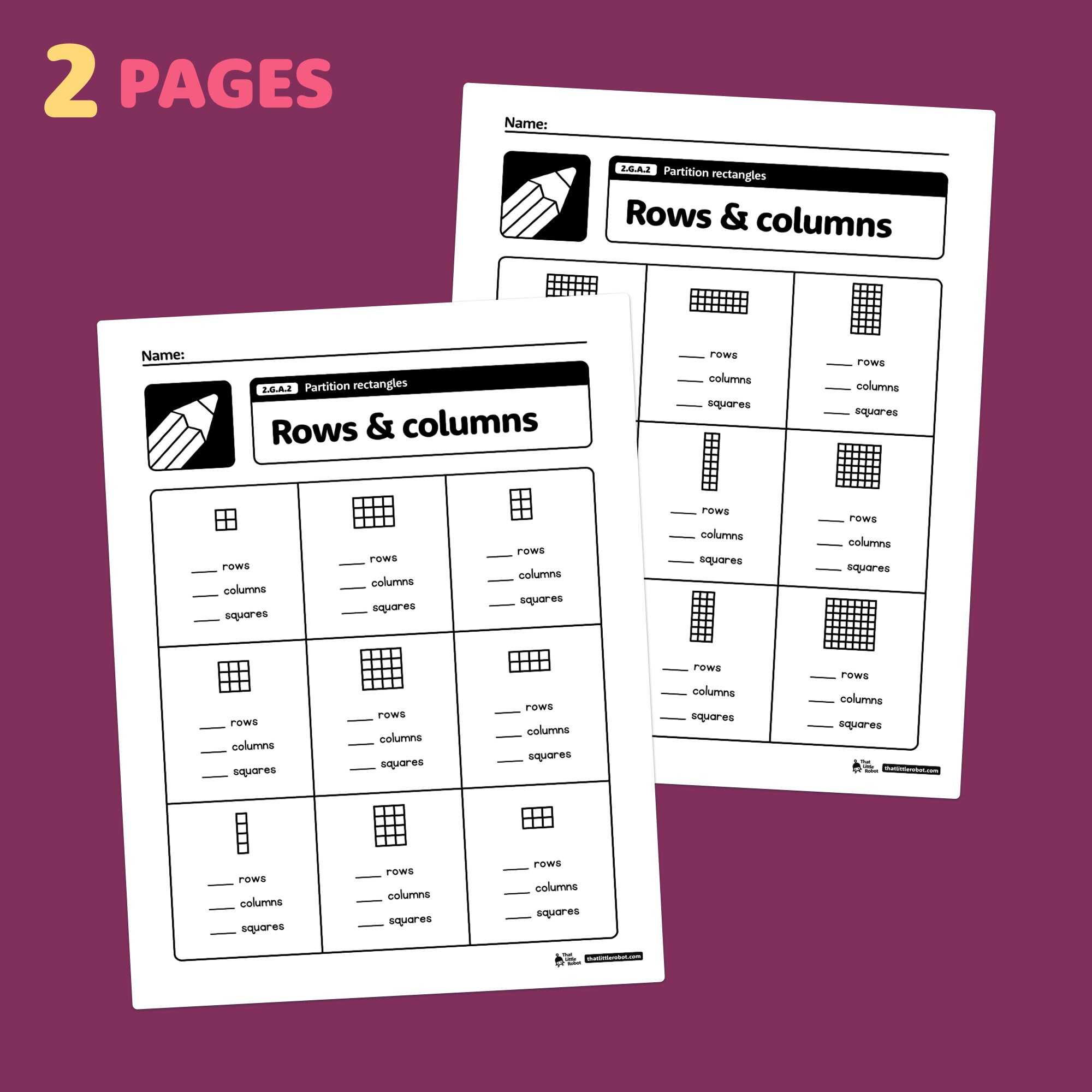 Complete Array. With Rectangles Partition Rectangles Worksheets | 2nd Grade Math Centers and Geometry ...