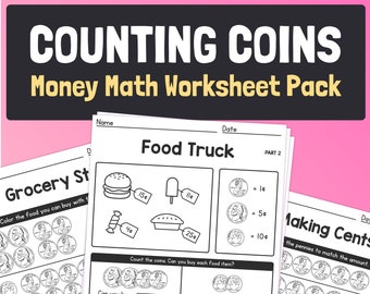 money worksheets etsy uk
