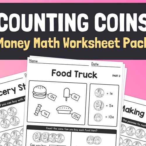 Printable money math worksheets for 1st grade