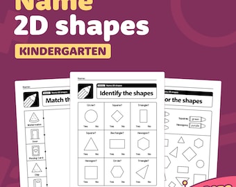 Name 2d Shapes Worksheets | Kindergarten Math Centers, Identifying Geometry Review, Teaching Activities, K.G.A.2 (Printable PDF)