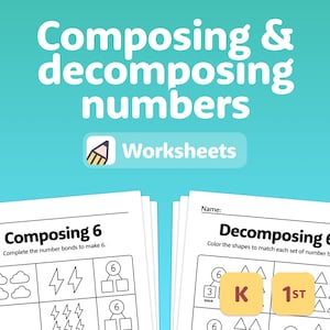 Composing & Decomposing Numbers to 10 Worksheets | Kindergarten Math Worksheets, 1st Grade Math, Common Core Number Sense (Printable PDF)