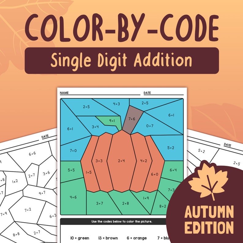 Single Digit Addition Worksheets | Kindergarten, 1st, 2nd Grade Fall ...