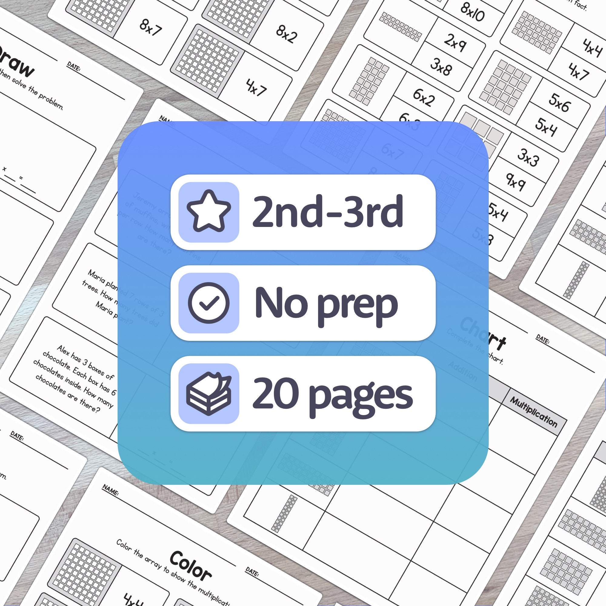 2nd & 3rd Grade Multiplication Array Worksheets | Multiplication ...
