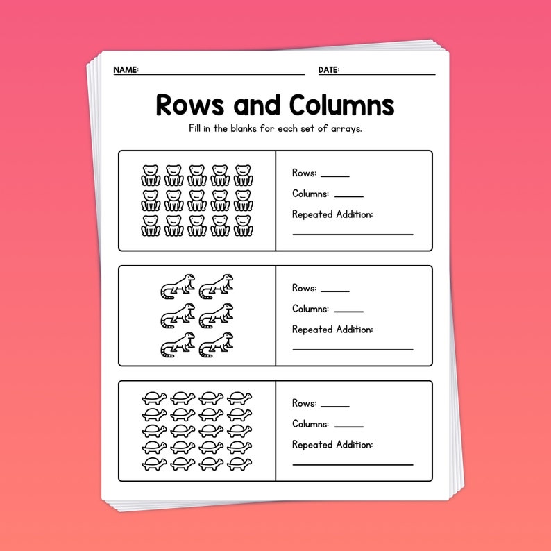 No Prep Arrays Worksheets | Multiplication and Repeated Addition ...