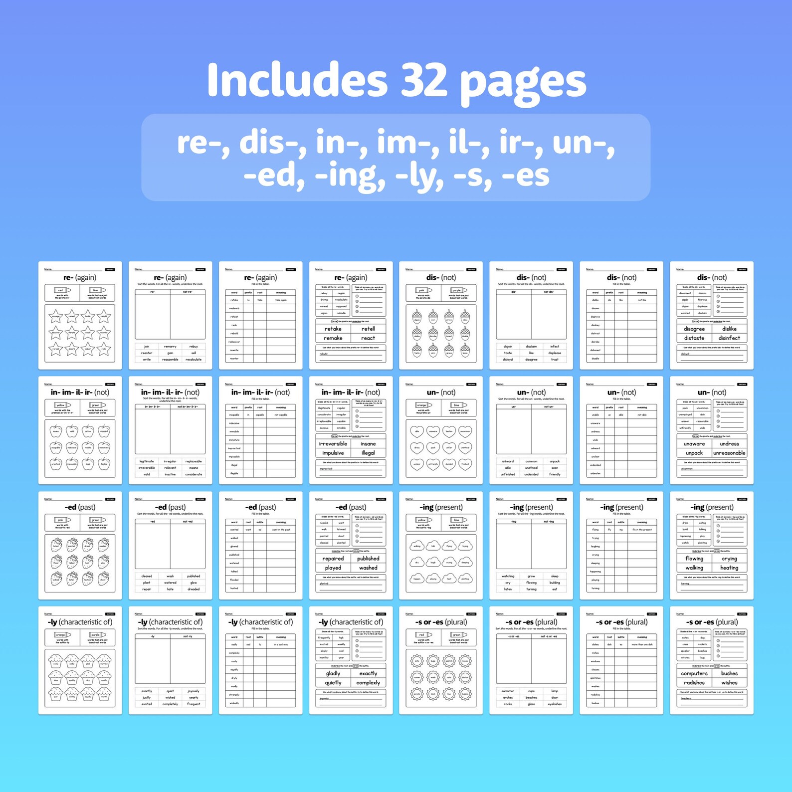 2nd & 3rd Grade Prefixes and Suffixes Worksheets | Grammar Worksheets ...