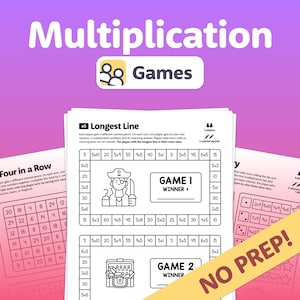 No Prep Multiplication Games | Fact Fluency Math Games, Multiplication Centers, 3rd & 4th Grade Multiplication Math Centers (Printable PDF)