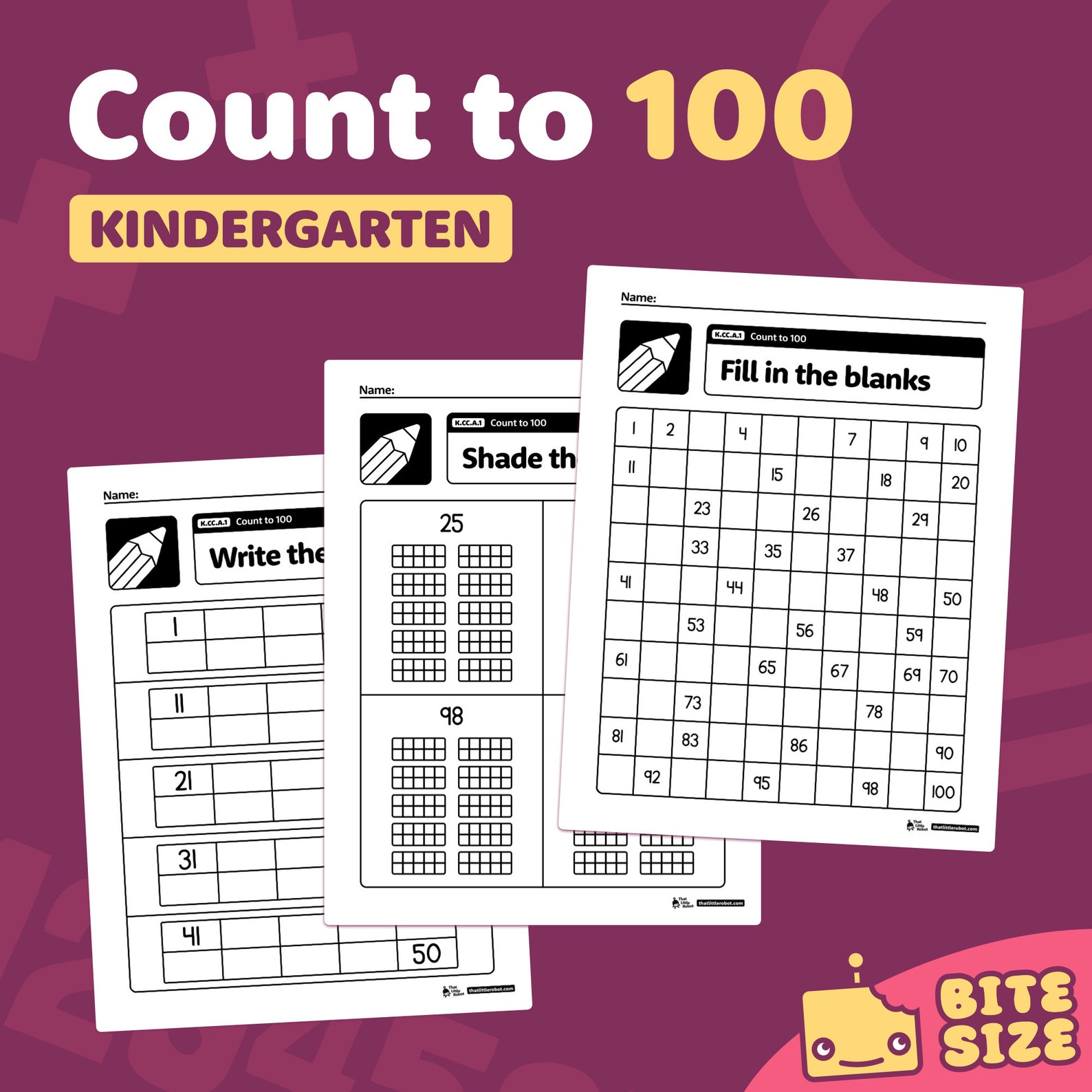 Count to 100 Worksheets | Kindergarten Math Centers, Number Sense ...